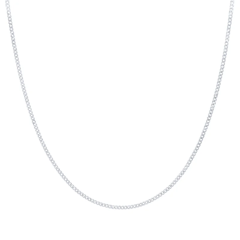 9ct White Gold Curb Chain Necklace 45cm