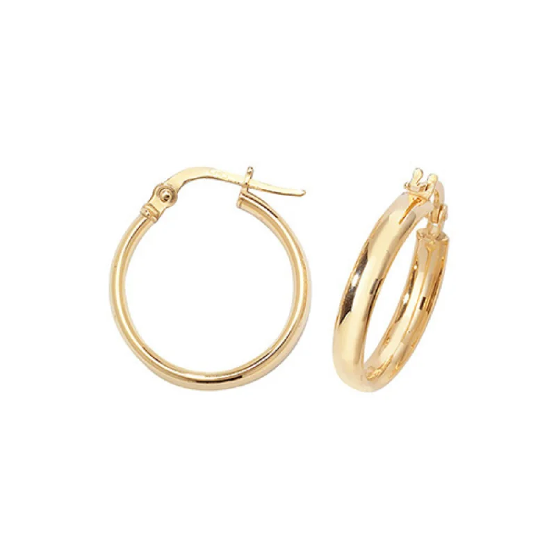 15mm Hoop Earrings - 9ct Yellow Gold