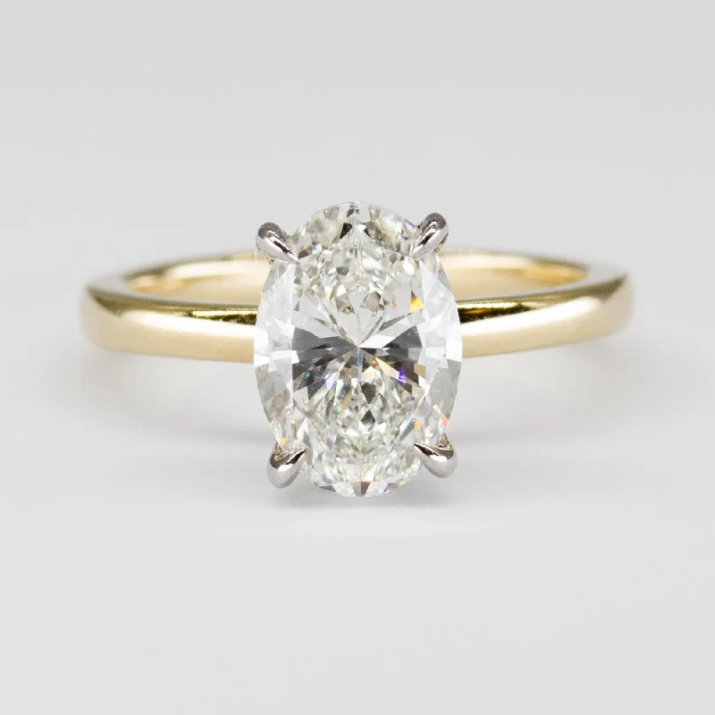 Solitaire Oval Diamond with Accents Engagement Ring | 1.91ctw | VS2 G | SZ 4.5 |