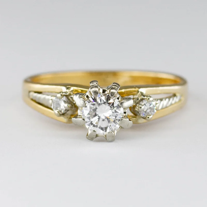 High Set Three Stone Diamond Ring | 0.37ctw | SZ 6 |