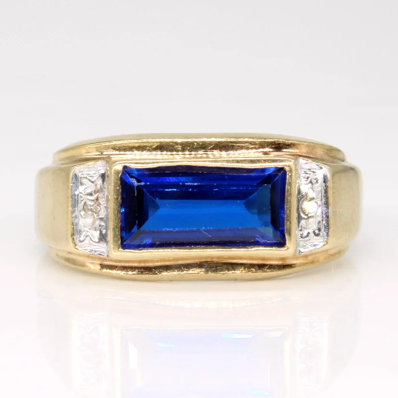 Synthetic Blue Spinel & Diamond Ring | 1.00ct, 0.01ctw | SZ 7.75 |