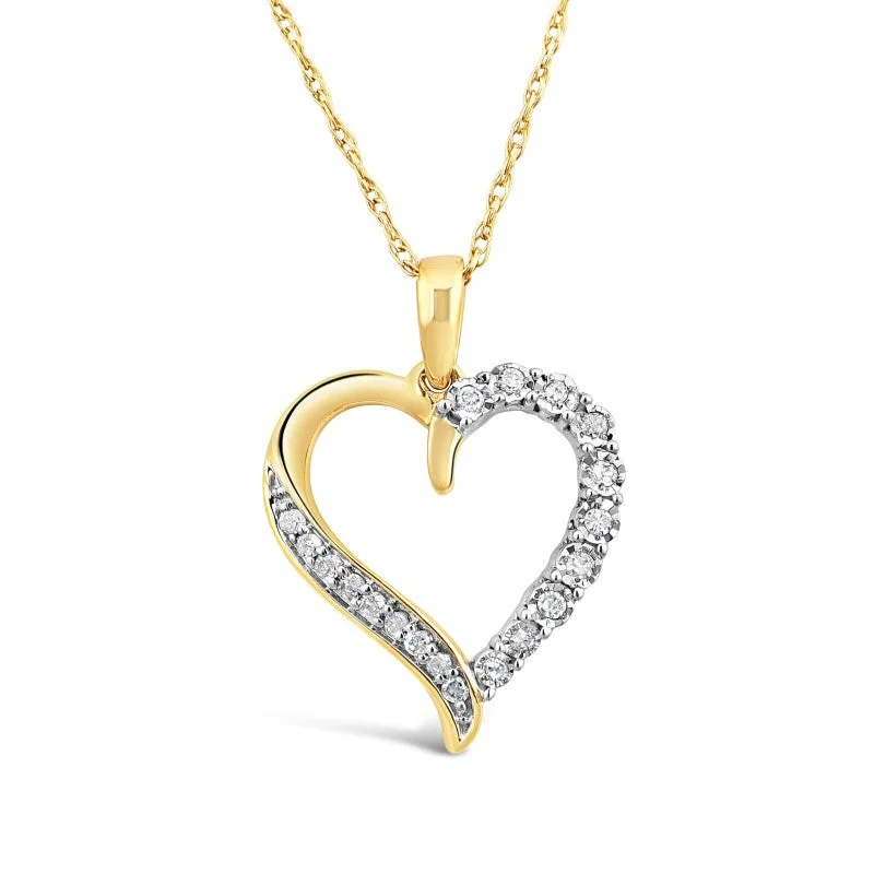 Heart Necklace with 0.10ct of Diamonds in 9ct Yellow Gold