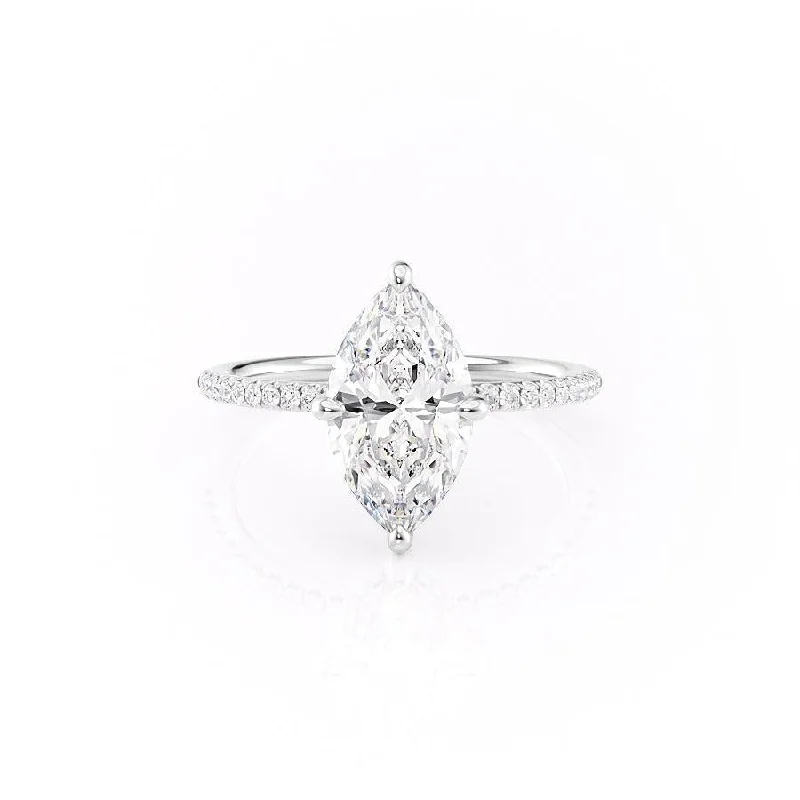 1.58 CT Marquise Cut Hidden Halo Pave Setting Moissanite Engagement Ring