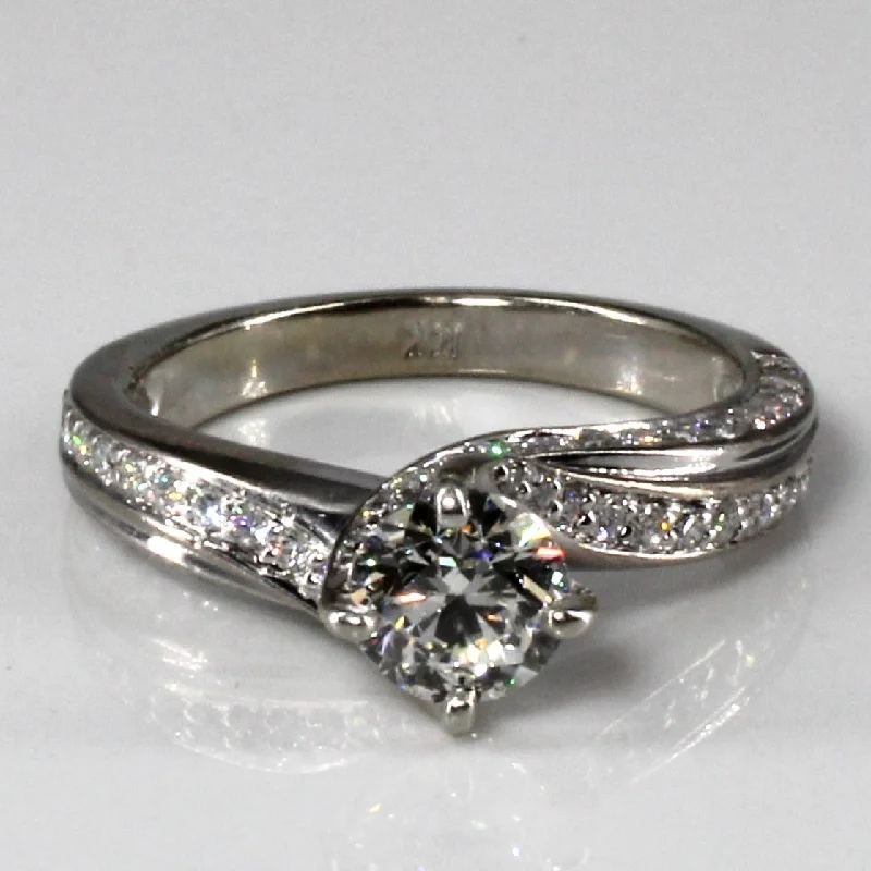 Bypass Solitaire Diamond with Accents Engagement Ring | 0.88ctw | SZ 4.5 |