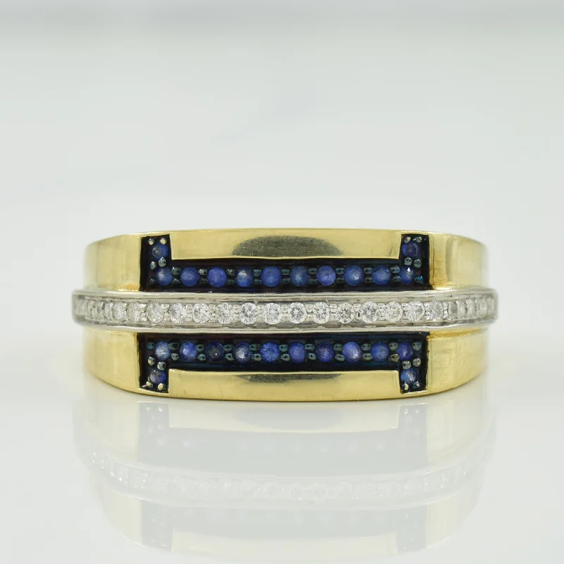 Blue Sapphire & Diamond Ring | 0.20ctw, 0.15ctw | SZ 10.75 |