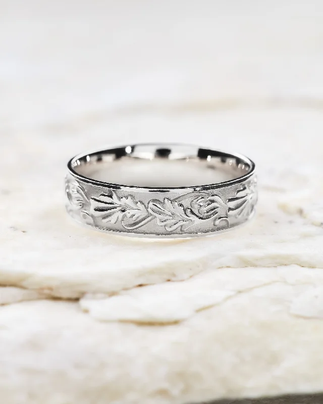 Oak leaves wedding band