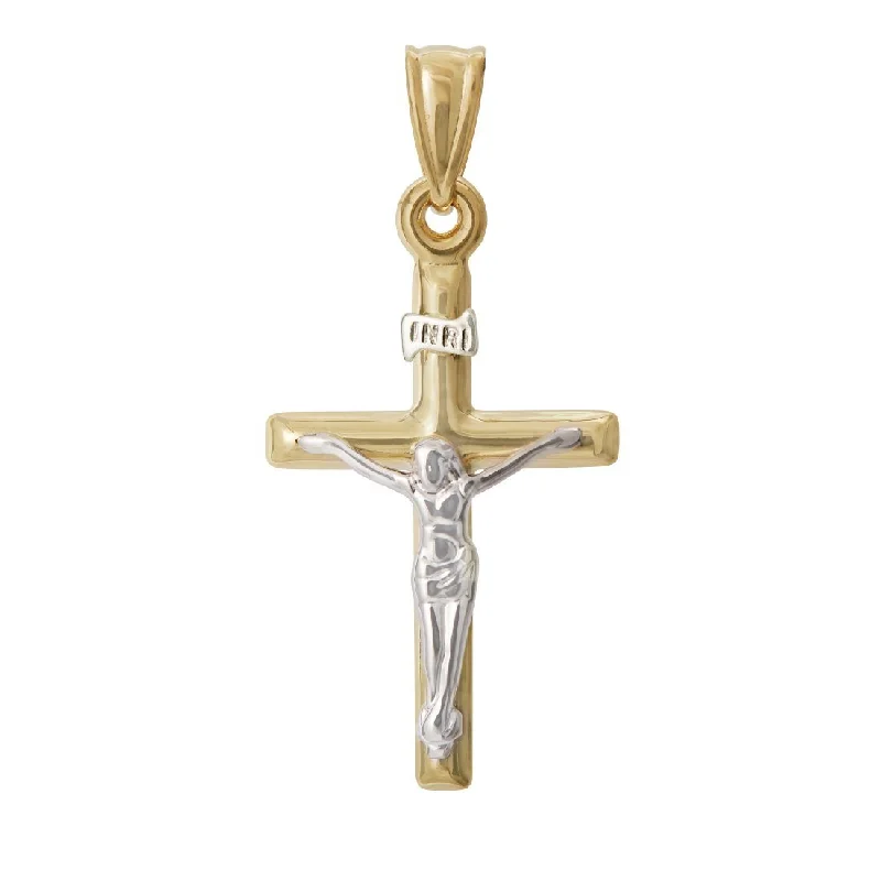 Cross Christ Pendant in 9ct Two Tone Gold