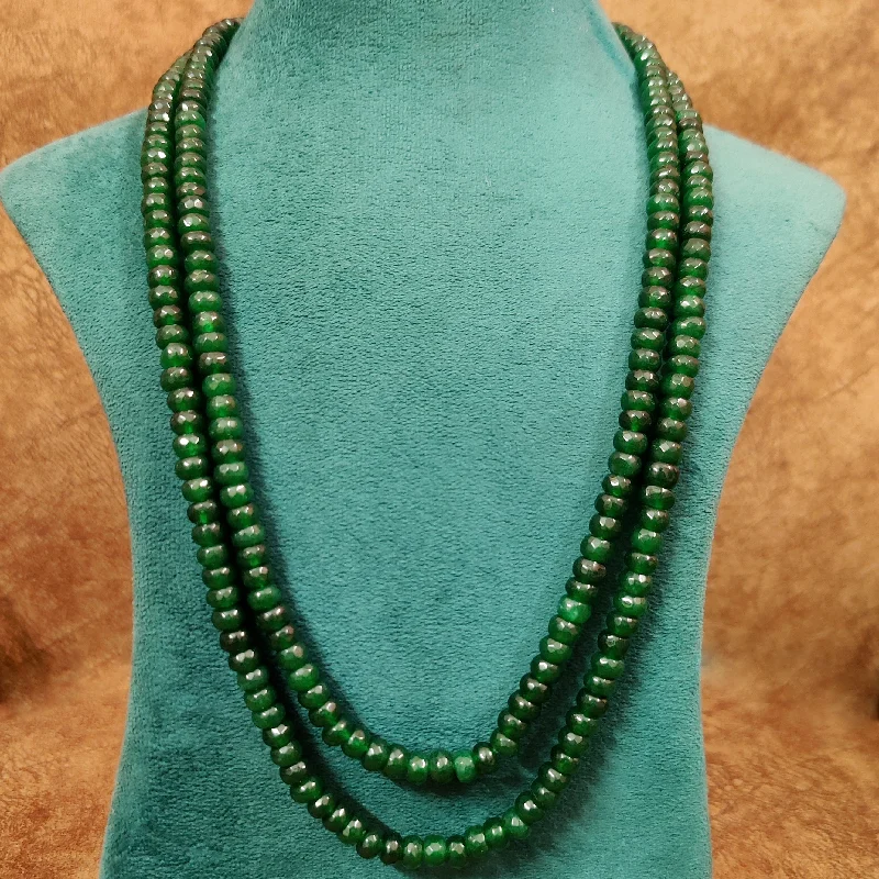 SEMI PRECIOUS GREEN ONYX 8MM 2 LINE NECKLACE