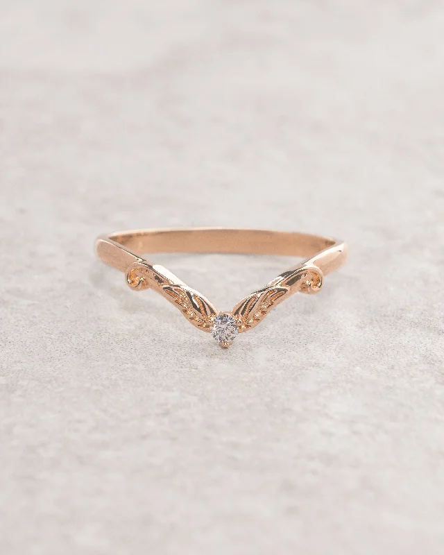 One diamond wedding ring | matching wedding band for Adelina