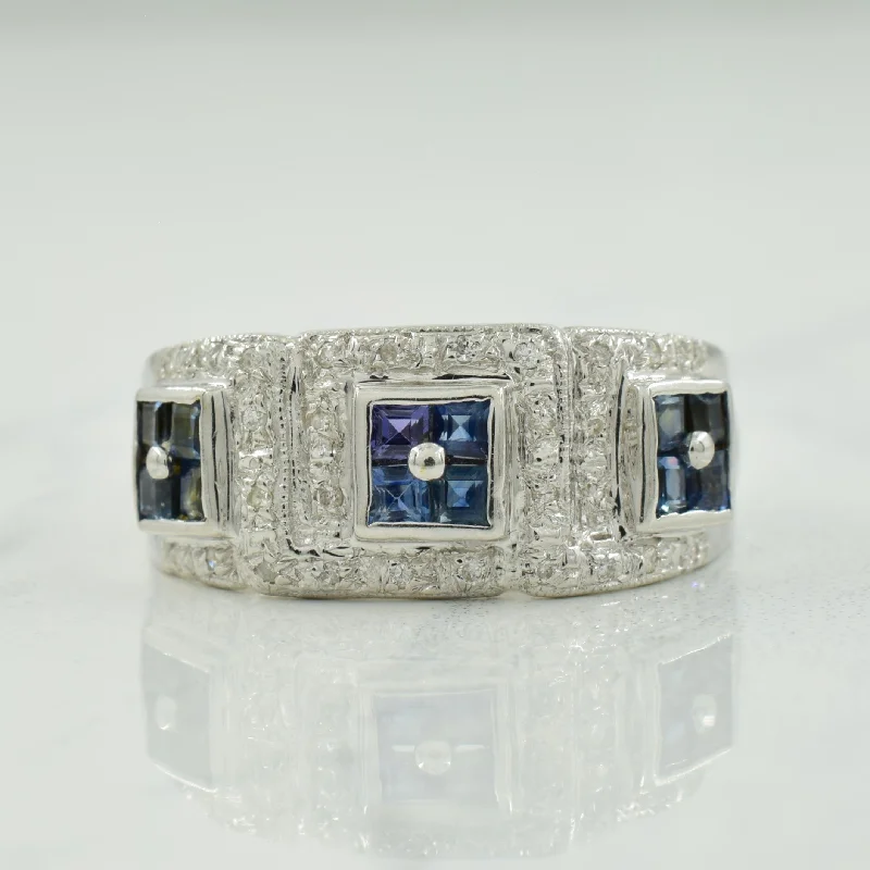 Blue Sapphire & Diamond Ring | 0.45ctw, 0.09ctw | SZ 8 |