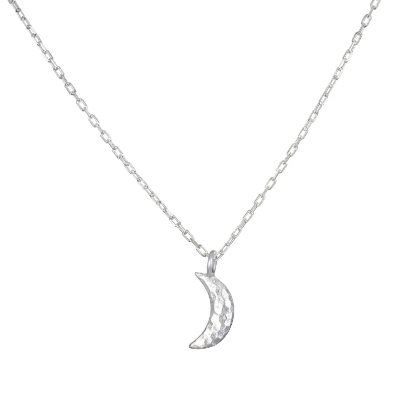 Bestow Light Crescent Moon Silver Necklace