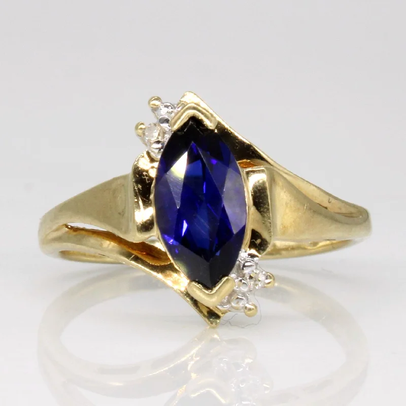 Synthetic Sapphire & Diamond Ring | 1.20ct, 0.01ctw | SZ 6.75 |