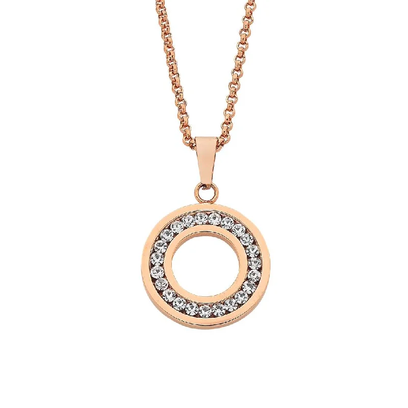 Stainless Steel Rose Colour Open Circle Necklace