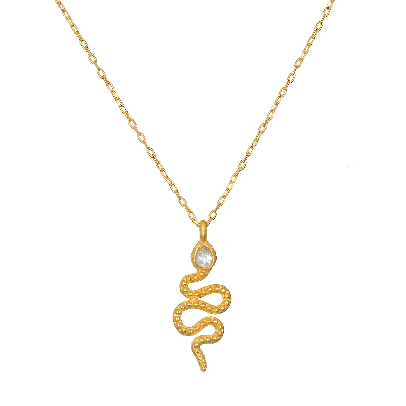 Enduring Individuality White Topaz Snake Necklace