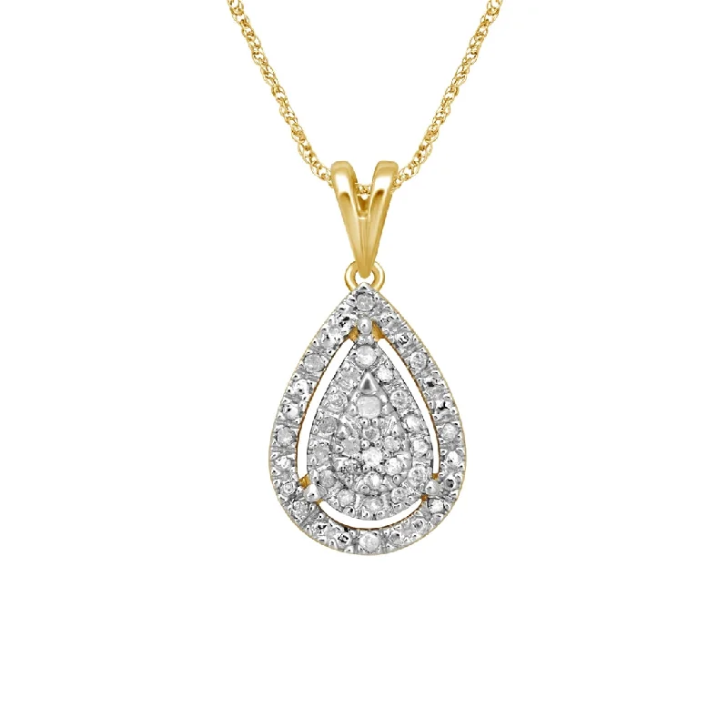 9ct Yellow Gold 0.10ct Diamond Pear Shape Pendant