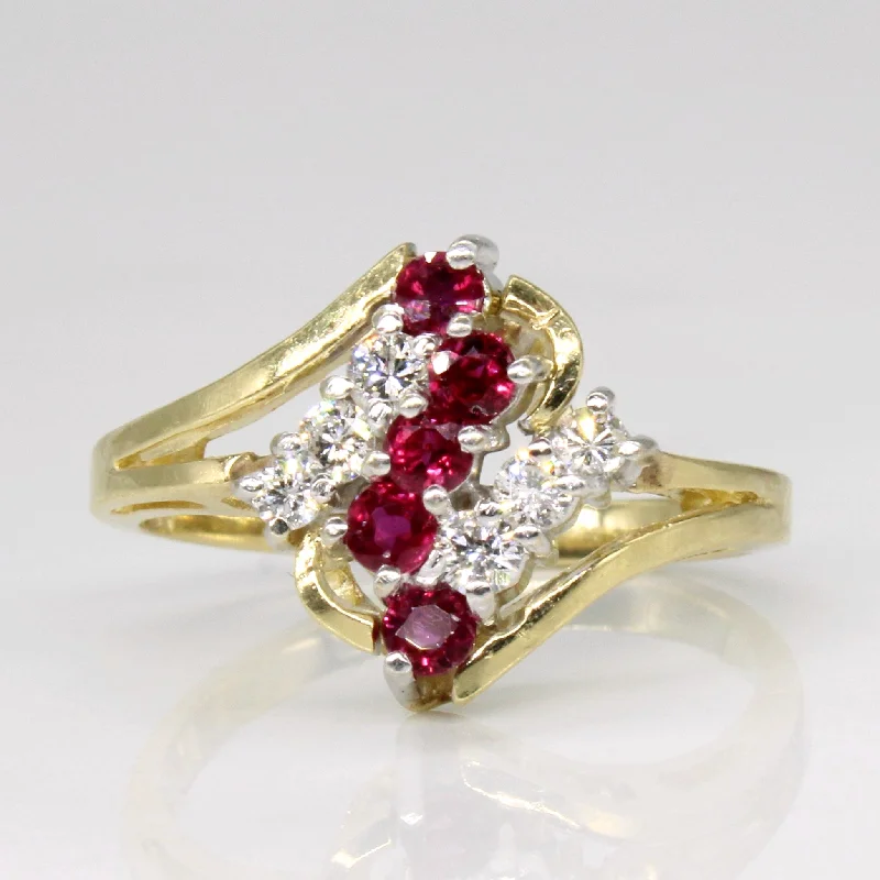 Ruby & Diamond Waterfall Ring | 0.30ctw, 0.18ctw | SZ 6.5 |