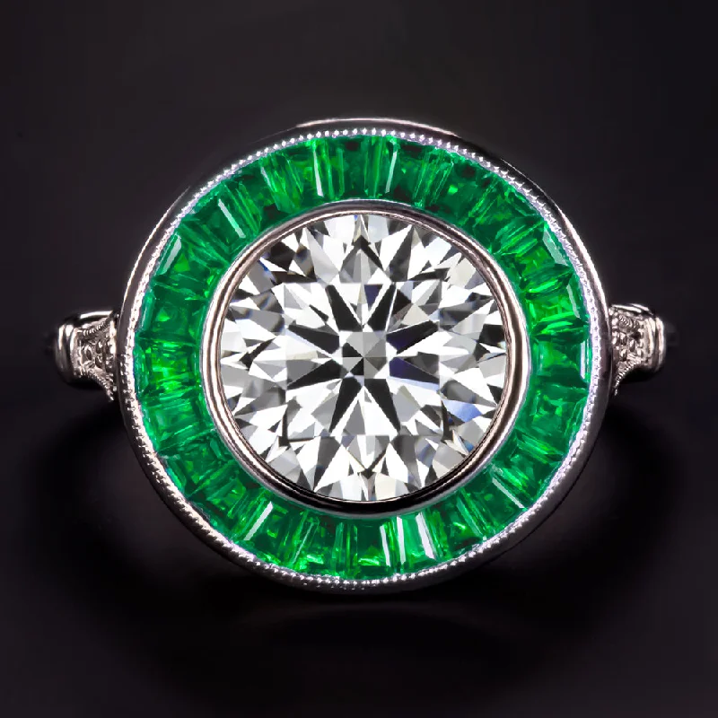 2.5ct LAB CREATED DIAMOND EMERALD ENGAGMENT RING ART DECO VINTAGE STYLE TARGET