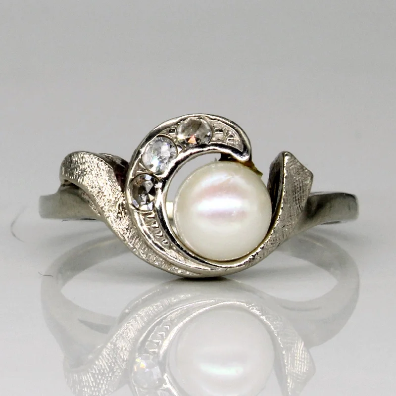 Pearl & Diamond Bypass Ring | 0.09ctw | SZ 6.5 |