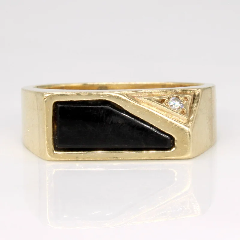 Onyx Inlay & Diamond Ring | 1.00ct, 0.02ct | SZ 8.5 |