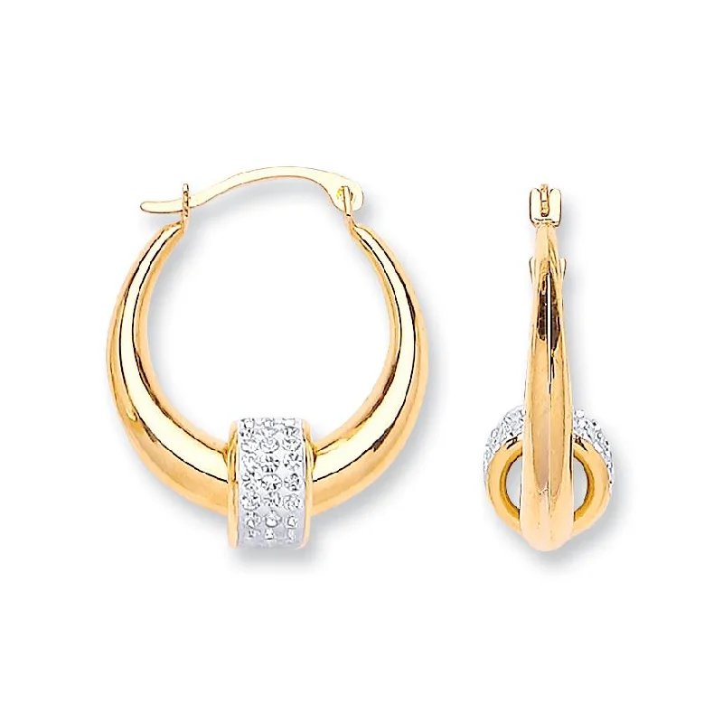 Hoop & Crystal Ball Earrings - 9ct Gold