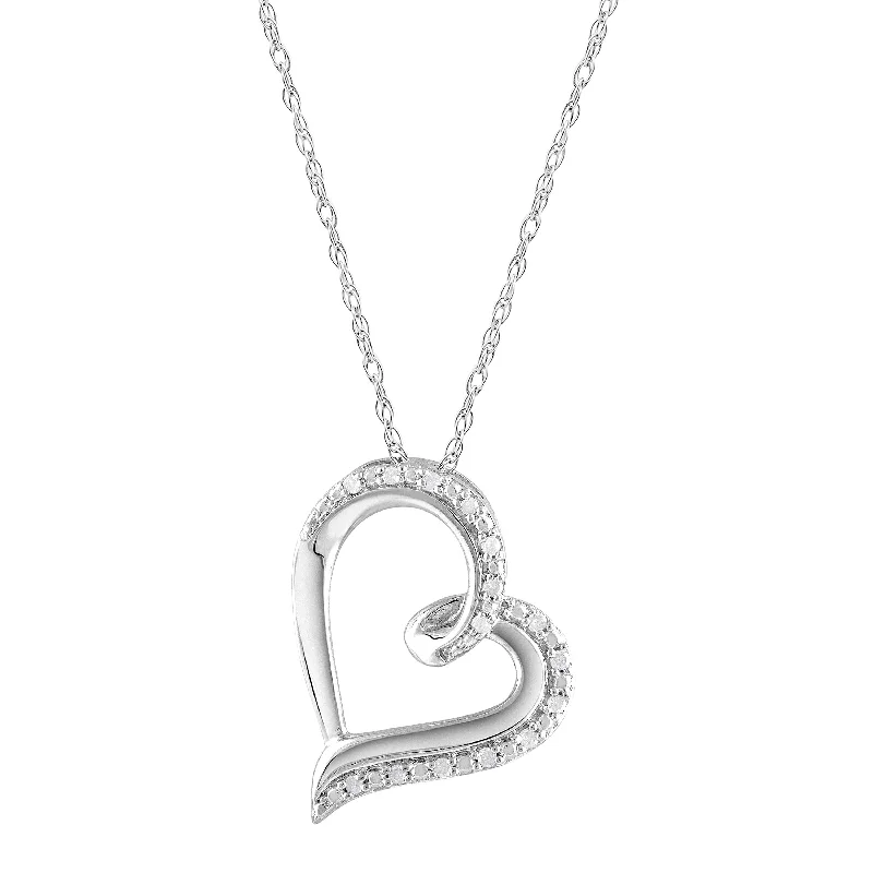 Heart Necklace with 0.08ct of Diamonds in Sterling Silver