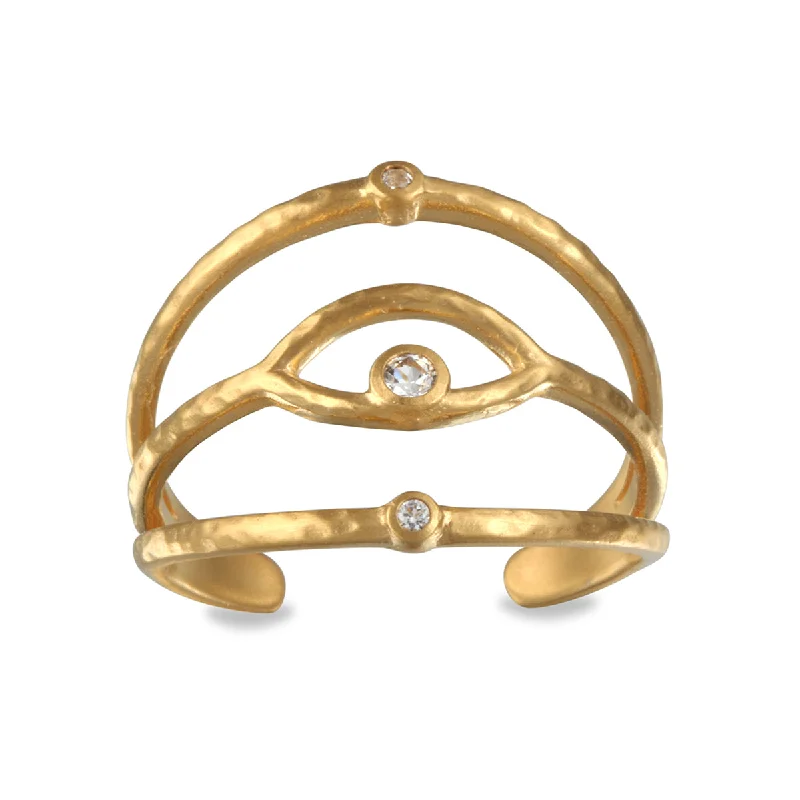 Shielded from Negativity Eye Gold Adjustable Ring