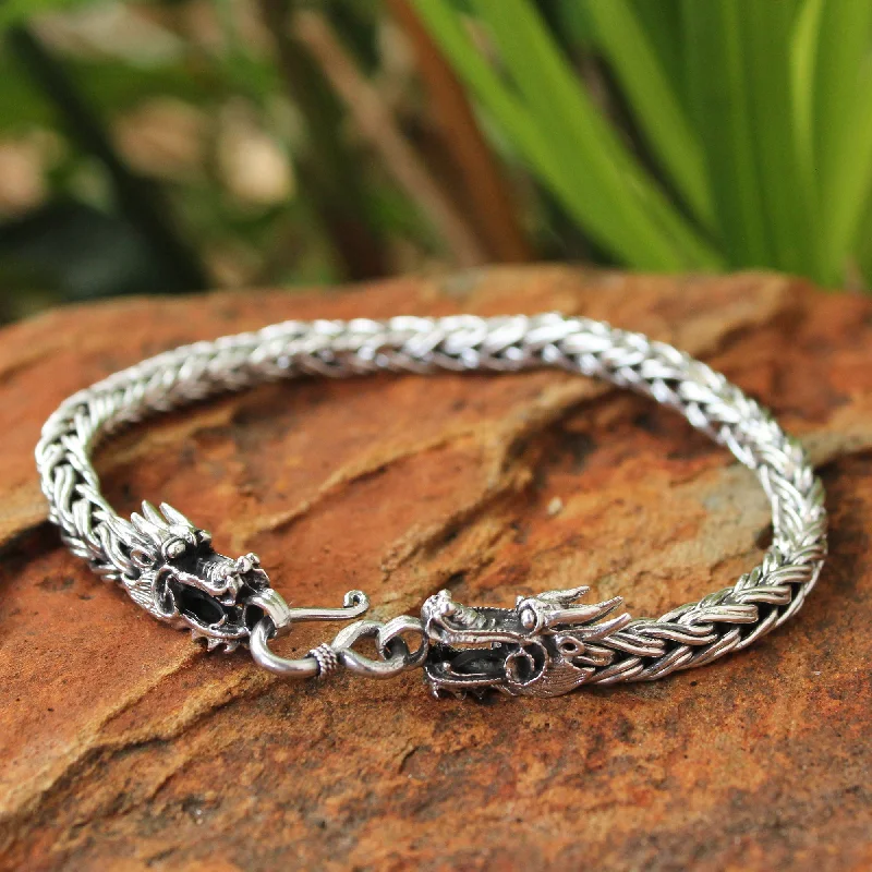 Brave Nagas Men's Sterling Silver Dragon Bracelet