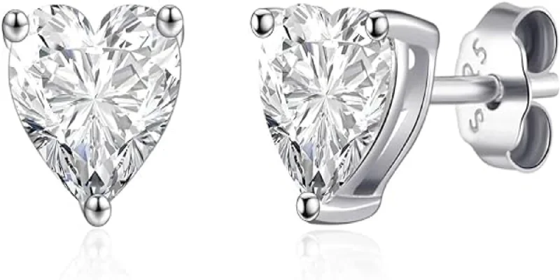 Heart Stud Silver Earrings - Cristallo Di Milano