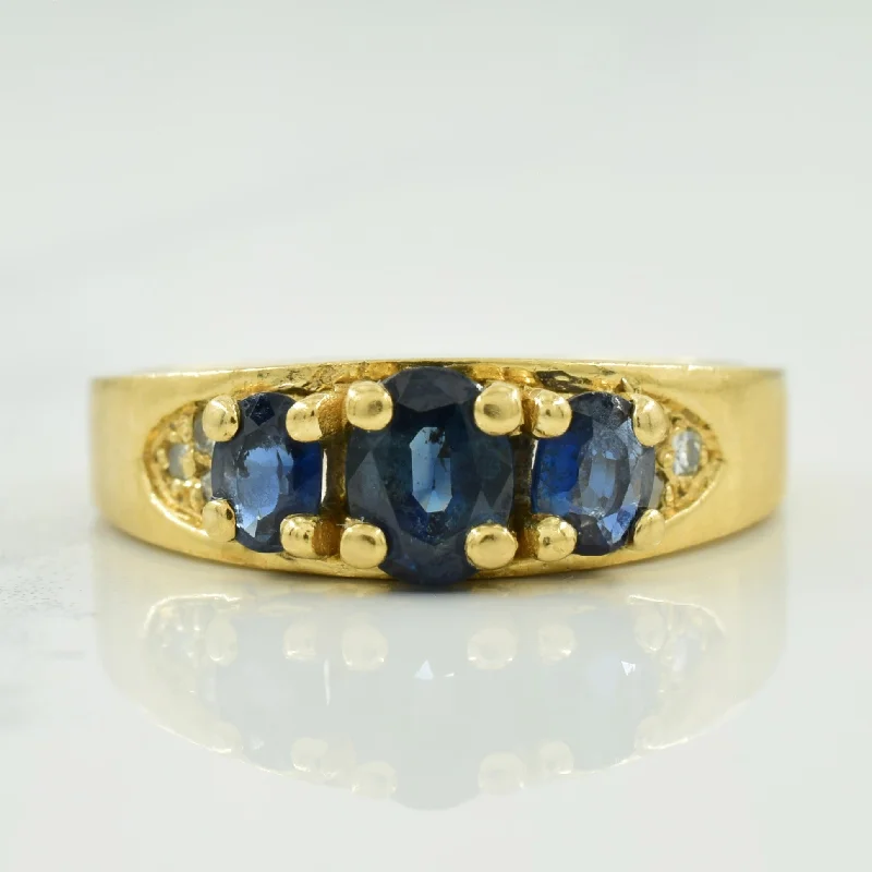 Blue Sapphire & Diamond Ring | 0.90ctw, 0.05ctw | SZ 6 |