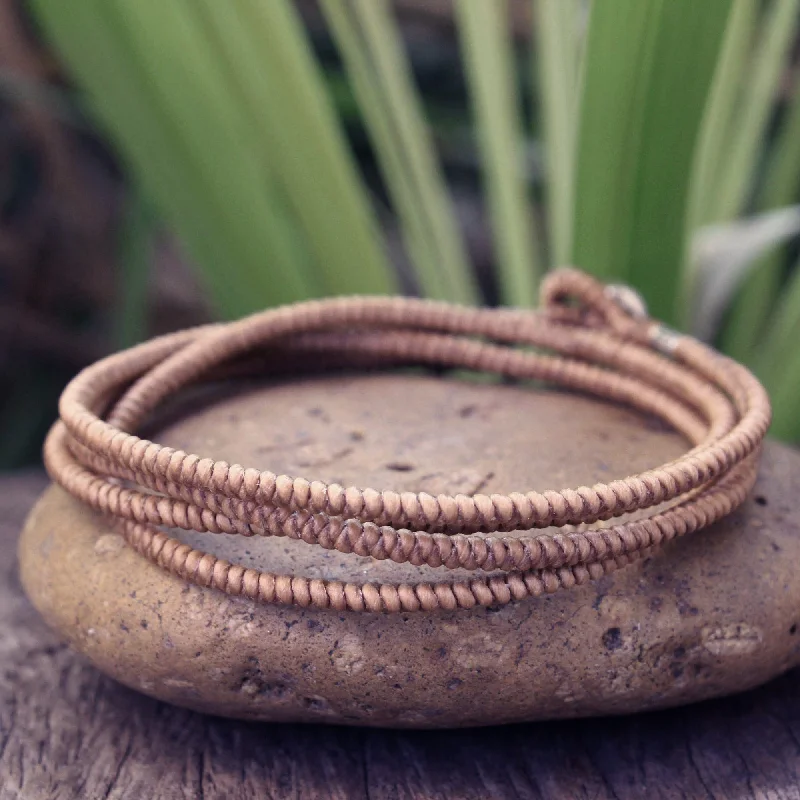 Brown Labyrinth Walk Fair Trade Hill Tribe Wrap Bracelet