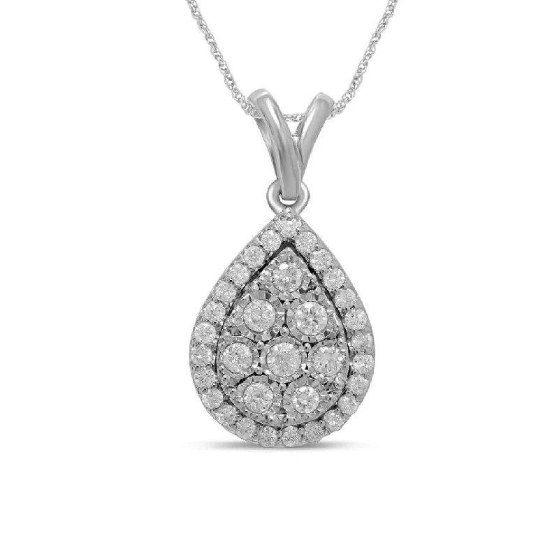 9ct White Gold 0.50ct Diamond Pear Necklace