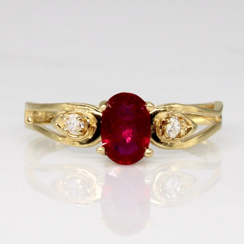 Glass Filled Ruby & Diamond Ring | 0.42ct, 0.05ctw | SZ 5.25 |