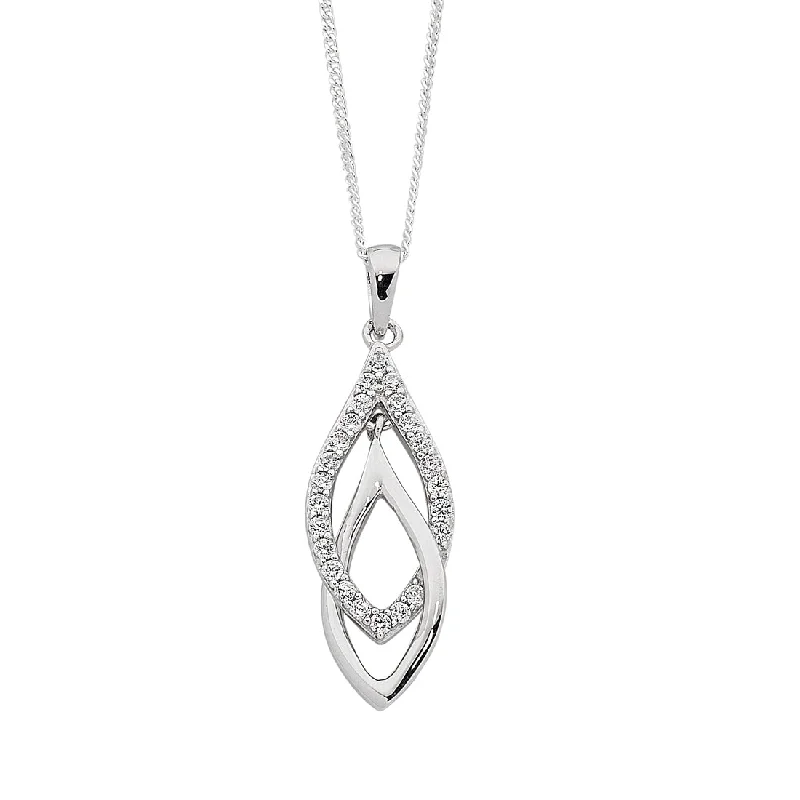 Sterling Silver Interlocked Drop Necklace