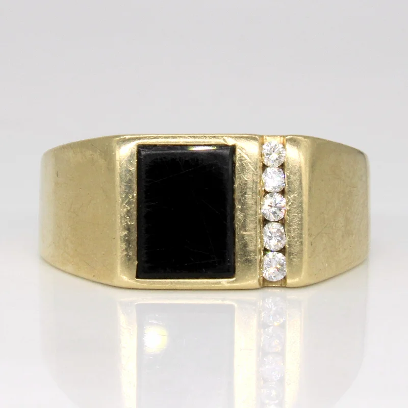 Onyx & Diamond Cocktail Ring | 0.75ct, 0.10ctw | SZ 10.5 |