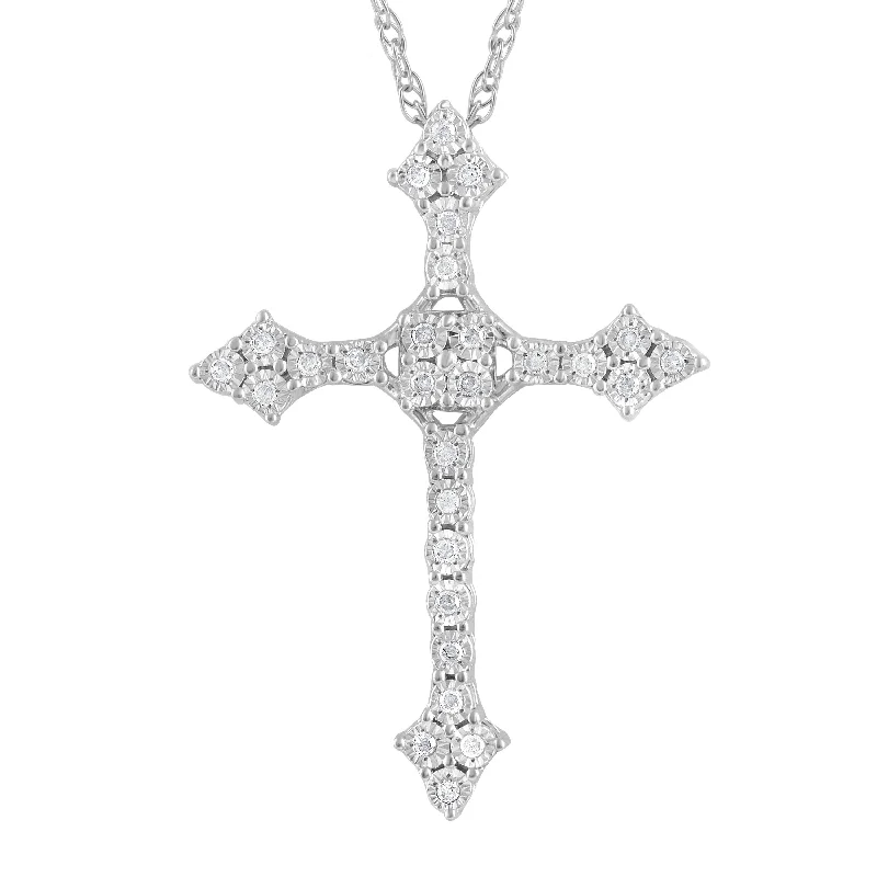 Brilliant Miracle Cross Necklace with 0.10ct Diamonds in Sterling Silver