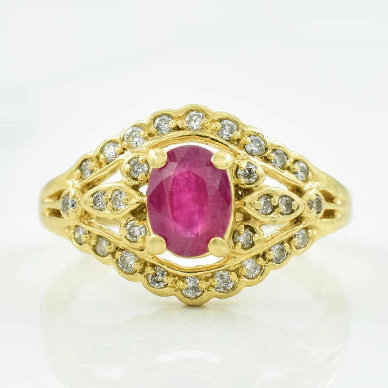 Ruby & Diamond Ring | 0.90ct, 0.25ctw | SZ 7.75 |