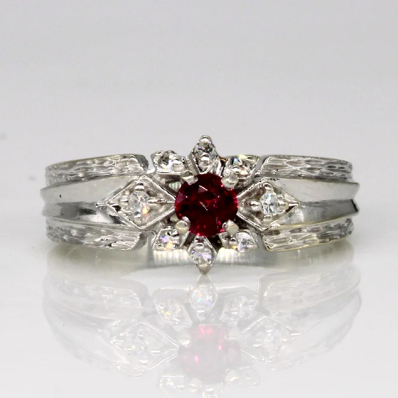 Ruby & Diamond Cluster Set Ring | 0.23ct, 0.08ctw | SZ 7 |