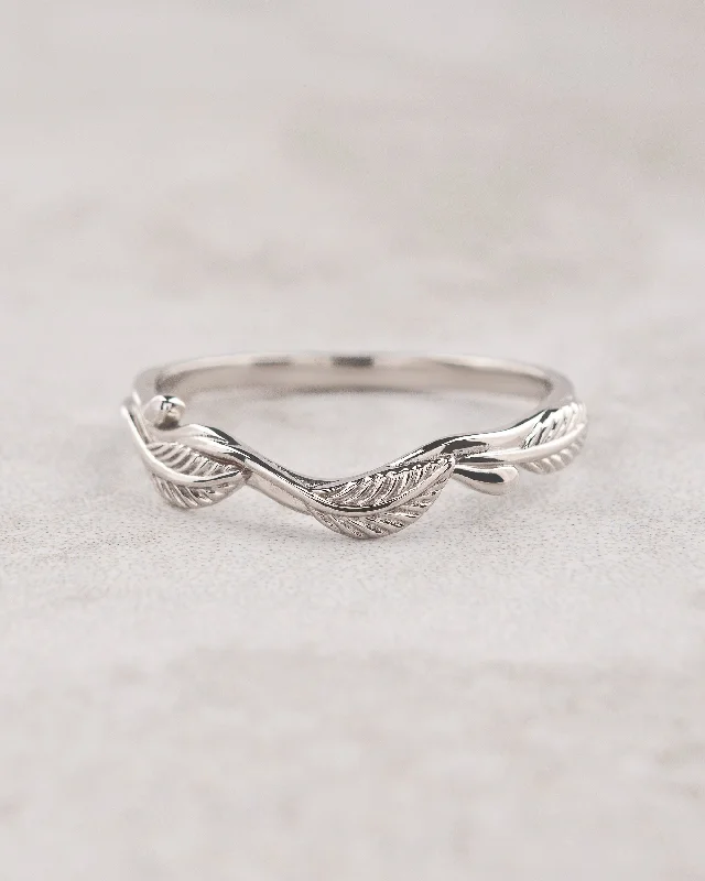 Delicate wedding band, matching leaf ring for Azalea