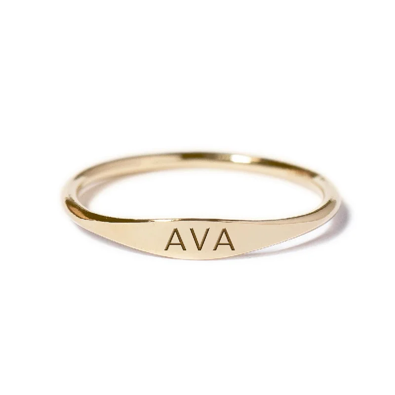 Thin Signet Engraved Ring