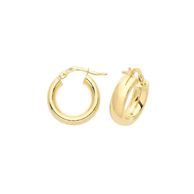 10mm Hoop Earrings - 9ct Yellow Gold