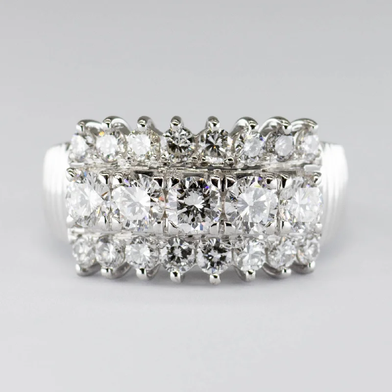 Cluster Set Diamond Textured Gold Ring | 1.39ctw | SZ 6 |