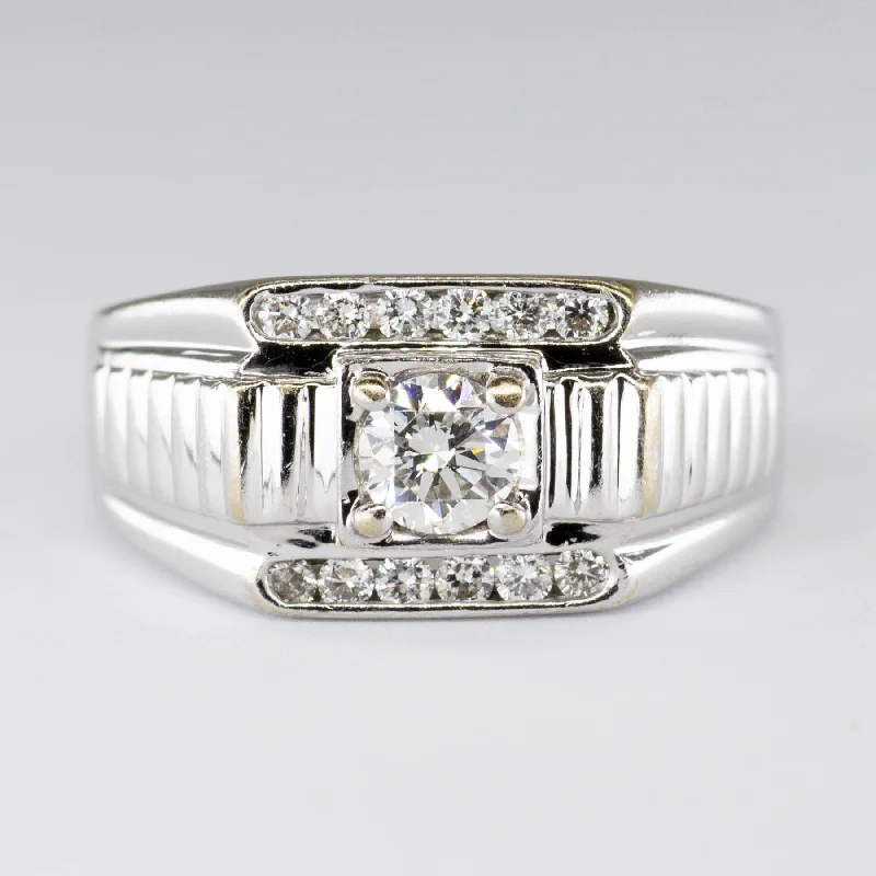 Channel Diamond Textured Gold Ring | 0.52ctw | SZ 7.75 |