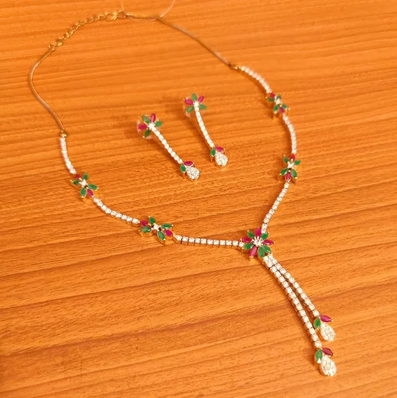 Ruby & Emerald Diamond Look Necklace Set