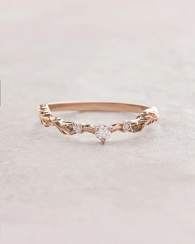 Branch wedding ring with diamonds / matching band for Japanese Maple