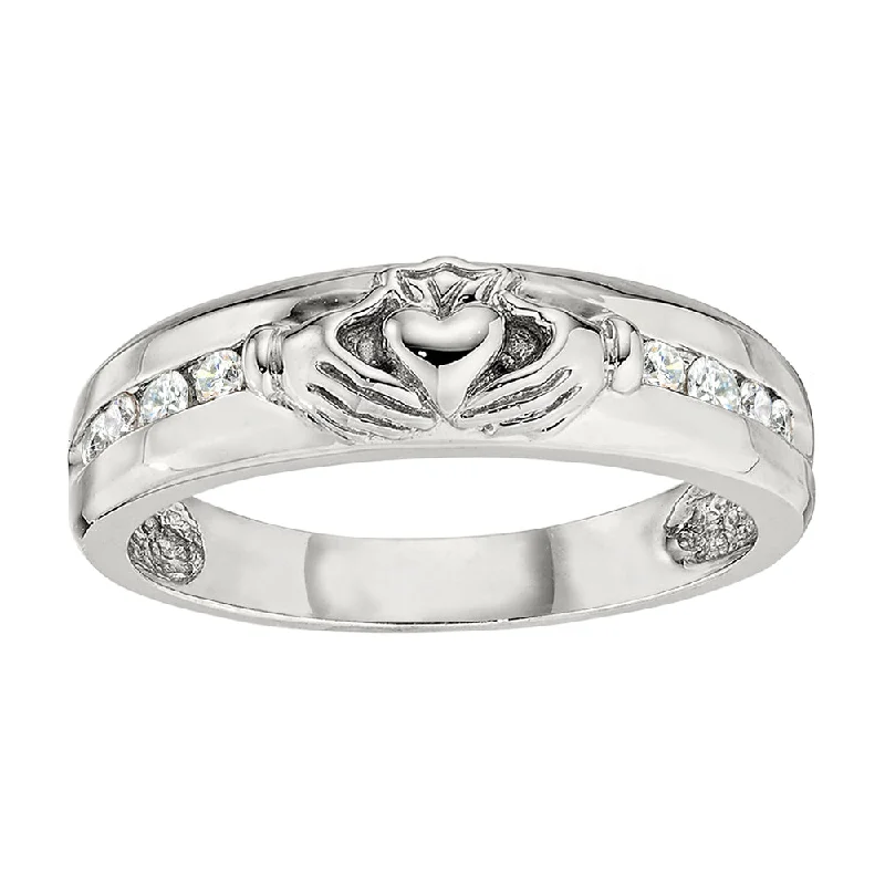 Celtic Claddagh Diamond Wedding Bands - Large Men's