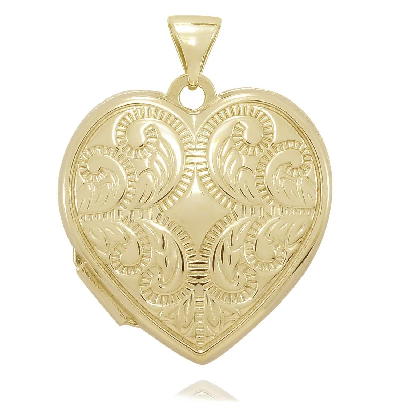 9ct Yellow Gold Infused Filigree Heart Locket 21mm