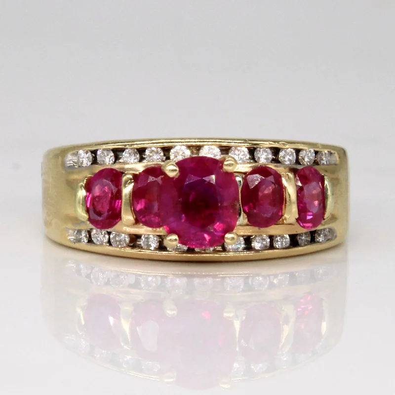 Ruby & Diamond Cocktail Ring | 1.35ctw, 0.22ctw | SZ 8.5 |