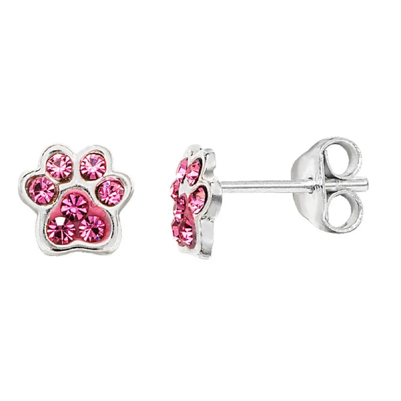 Kids Pink Paw Earrings