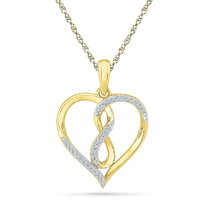 9ct Yellow Gold 0.10ct Diamond Infinity Heart Necklace