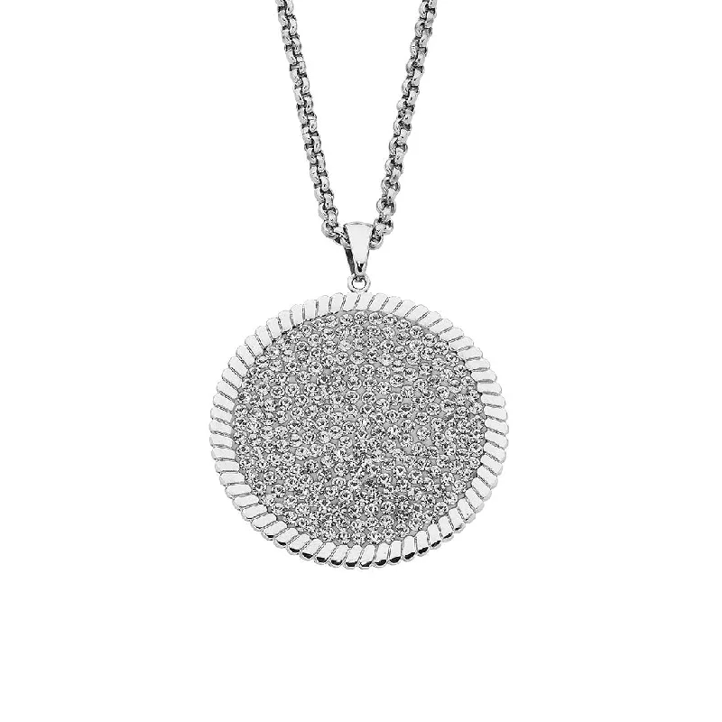 Stainless Steel & Crystal Pendant Necklace